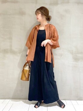 「Andemiu（アンデミュウ）のクリアトートバッグ940559（ショルダーバッグ）」を使った、たかみなさん（レディース・166cm）の夏コーディネート