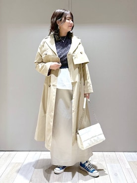 「LEPSIM（レプシィム）のアイテム（トレンチコート）」を使った、たかみなさん（レディース・166cm）の冬コーディネート