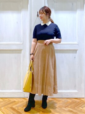 「襟付きトップス」｜「アイテム（その他）」を使った、たかみなさん（レディース・166cm）の夏コーディネート