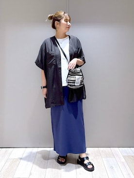 「アイテム（チュニック）」を使った、たかみなさん（レディース・166cm）の夏コーディネート