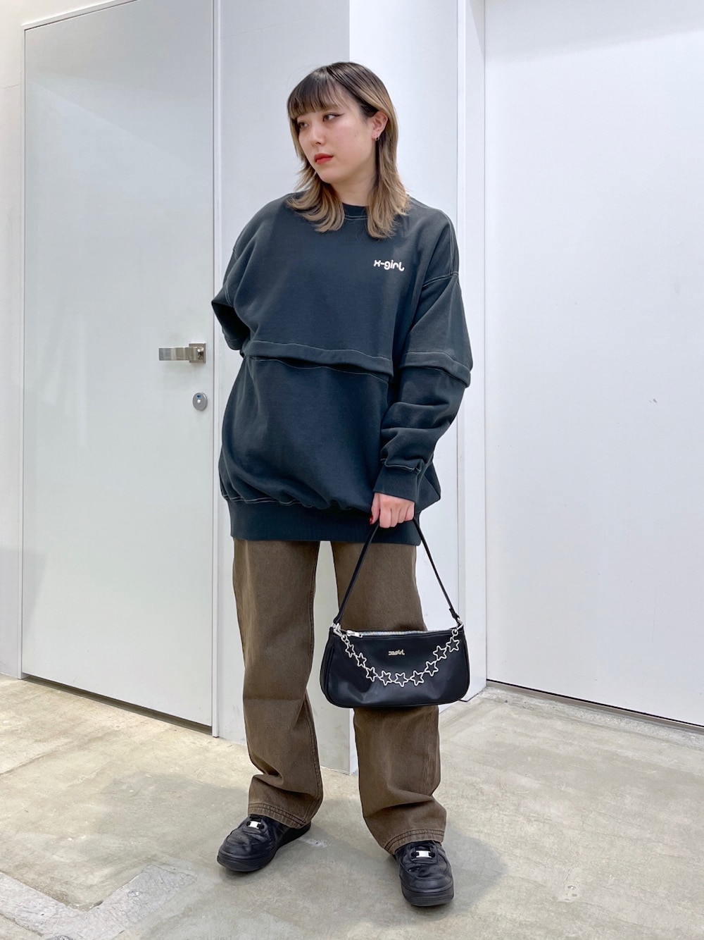 X-girl✩.*˚ DETACHABLE BUTTON SWEAT DRESS