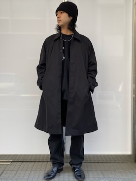 「A4A（エーフォーエー）のアイテム（ステンカラーコート）」を使った、yamagata1699さん（メンズ・172cm）の冬コーディネート