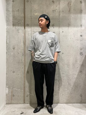 「Tシャツ/カットソー」｜「アイテム（ハンチング/ベレー帽）」を使った、yamagata1699さん（メンズ・172cm）の夏コーディネート
