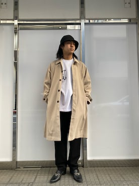 「A4A（エーフォーエー）のアイテム（ステンカラーコート）」を使った、yamagata1699さん（メンズ・172cm）の冬コーディネート