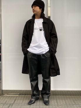 「A4A（エーフォーエー）のアイテム（ステンカラーコート）」を使った、yamagata1699さん（メンズ・172cm）の春コーディネート
