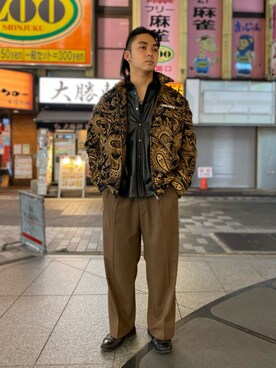 「A4A（エーフォーエー）のアイテム（ブルゾン）」を使った、yamagata1699さん（メンズ・172cm）の秋コーディネート