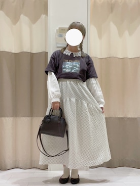 「Samansa Mos2 blue」｜「アイテム（バレエシューズ）」を使った、M A Iさん（レディース・159cm）の春コーディネート