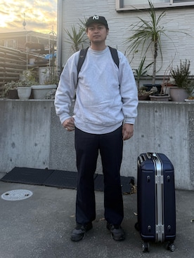 「americanneedleのアイテム（キャップ、ブラック系）」を使った、美沙樹さん（メンズ・180cm）の冬コーディネート