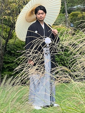 「アイテム（水着/着物・浴衣）」を使った、美沙樹さん（メンズ・180cm）の秋コーディネート