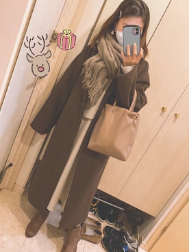 「coca（coca）（コカ）のアイテム（チェスターコート）」を使った、mitsukeyさん（レディース・155cm）の冬コーディネート