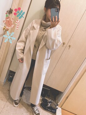 「coca（coca）（コカ）のアイテム（チェスターコート）」を使った、mitsukeyさん（レディース・155cm）の冬コーディネート