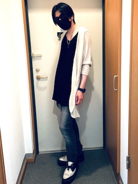 「H&M（エイチ・アンド・エム）のアイテム（カーディガン/ボレロ）」を使った、大魔神さん（メンズ・173cm）の秋コーディネート