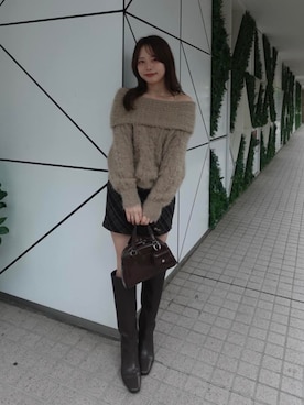 「アイテム（ボストンバッグ）」を使った、nagochanさん（レディース・156cm）の冬コーディネート