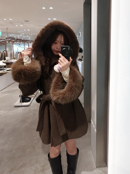 セール】【4色展開】ファー襟ケープコート（ポンチョ）｜Chico（チコ