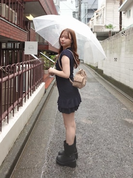 「Chico（チコ）のケーブルポロミニワンピース（ワンピース、ブルー系）」を使った、nagochanさん（レディース・156cm）の春コーディネート