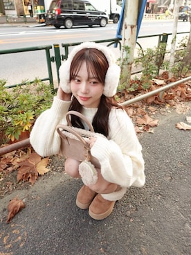 「アイテム（イヤーマフ）」を使った、nagochanさん（レディース・156cm）の冬コーディネート