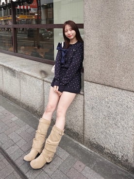 「アイテム（ボストンバッグ）」を使った、nagochanさん（レディース・156cm）の冬コーディネート