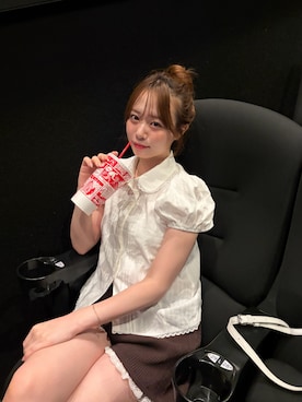 「Chico（チコ）のパフスリーブレースブラウス（シャツ/ブラウス、ホワイト系）」を使った、nagochanさん（レディース・156cm）の夏コーディネート