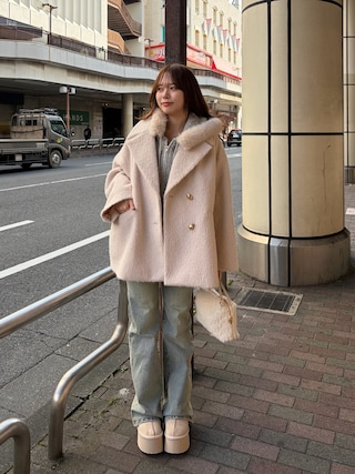 Chico（チコ）の「金ボタンシャギーミディジャケットコート（その他