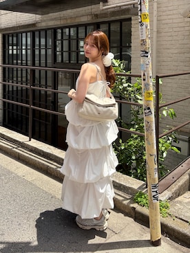 「Chico（チコ）の2wayキルティングショルダーバッグ（ショルダーバッグ、ホワイト系）」を使った、nagochanさん（レディース・156cm）の春コーディネート