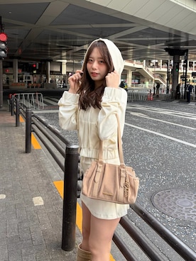 「Chico（チコ）の【セットアップ対応】バックロゴパーカー（パーカー、ホワイト系）」を使った、nagochanさん（レディース・156cm）の春コーディネート