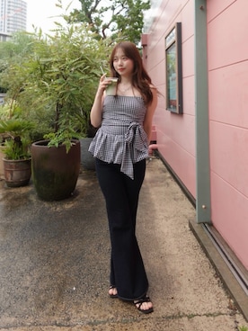 「Chico（チコ）のアイテム（デニムパンツ）」を使った、nagochanさん（レディース・156cm）の夏コーディネート