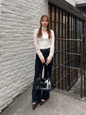 「Chico（チコ）のコルセットデザインレースT（Tシャツ/カットソー、ホワイト系）」を使った、nagochanさん（レディース・156cm）の夏コーディネート