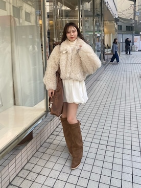 「Chico（チコ）の【ZOZO限定/REVIVAL】プードルコート（その他アウター、ホワイト系）」を使った、nagochanさん（レディース・156cm）の夏コーディネート