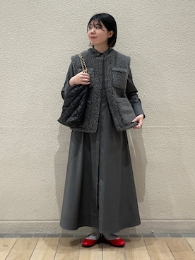 「キルティングバッグ」｜「アイテム（その他アウター）」を使った、久富さん（レディース・161cm）の秋コーディネート