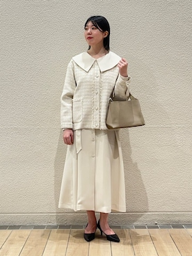 「SHIPS any（シップス エニィ）のアイテム（ノーカラージャケット）」を使った、久富さん（レディース・161cm）の冬コーディネート