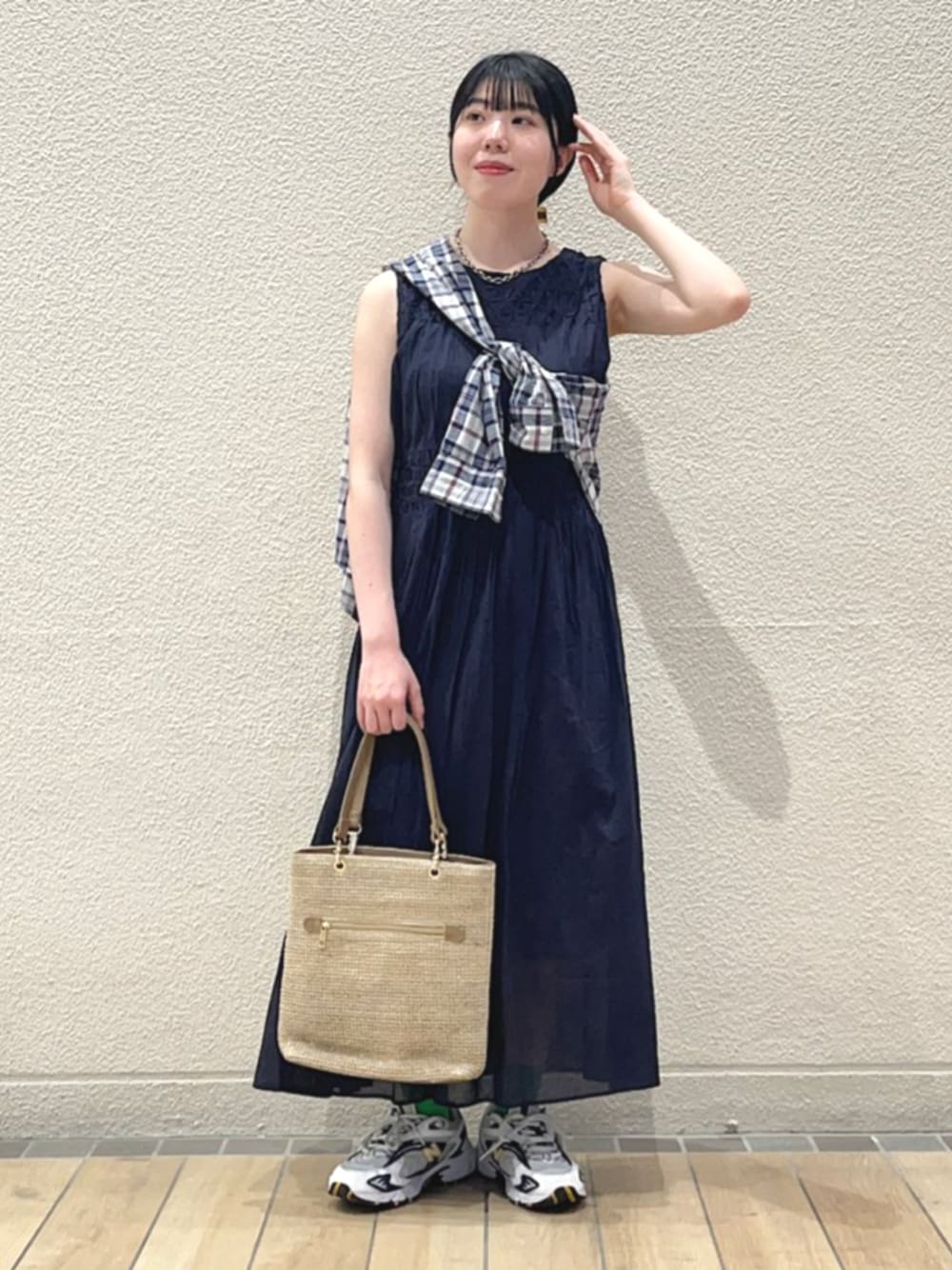 SHIPS any：ハンドスモッキングコットンフレアノースリーブ ワンピース SHIPS｜【WEB限定】SHIPS any: ハンドスモッキング コットン