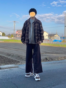 「チェック柄に恋してる」｜「アイテム（ブルゾン）」を使った、Koyoさん（メンズ・165cm）の冬コーディネート