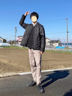 「チェック柄に恋してる」｜「アイテム（ブルゾン）」を使った、Koyoさん（メンズ・165cm）の冬コーディネート