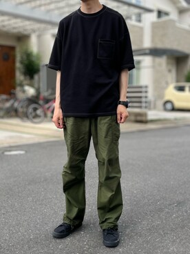 「BACK NUMBER（バックナンバー）のアイテム（カーゴパンツ）」を使った、Koyoさん（メンズ・165cm）の夏コーディネート