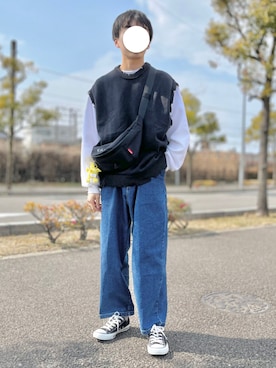 「KANGOL（カンゴール）のアイテム（バッグ）」を使った、Koyoさん（メンズ・165cm）の春コーディネート