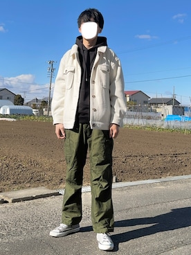 「BACK NUMBER（バックナンバー）のアイテム（カーゴパンツ）」を使った、Koyoさん（メンズ・165cm）の冬コーディネート