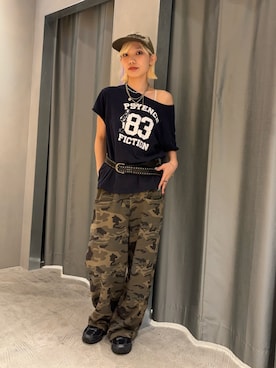「アイテム（スウェットパンツ、グリーン系）」を使った、カポさん（レディース・162cm）の夏コーディネート