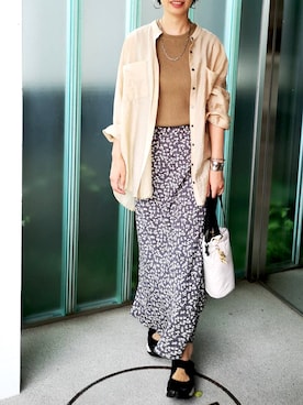 「ROPE' PICNIC（ロペピクニック）のアイテム（ニット/セーター、グリーン系）」を使った、akahori_picさん（レディース・161cm）の夏コーディネート