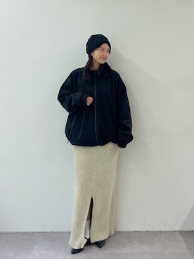 「ラメスカート」｜「アイテム（ブルゾン）」を使った、yuzukichiii0907さん（レディース・166cm）の秋コーディネート