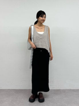 「ニットベスト」｜「アイテム（スカート、グレー系）」を使った、yuzukichiii0907さん（レディース・166cm）の秋コーディネート