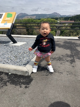 「HYSTERIC MINI（ヒステリックミニ）のアイテム（Tシャツ/カットソー、ブラック系）」を使った、senna0424さん（キッズ・80cm）の夏コーディネート
