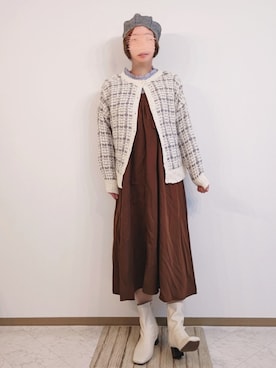 「春服デビュー宣言」｜「アイテム（ジャンパースカート）」を使った、🍠ゆみっつ🍠さん（レディース・173cm）の春コーディネート