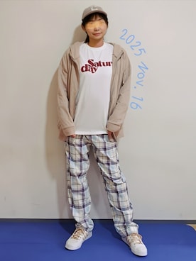 「アイテム（パーカー）」を使った、🍠ゆみっつ🍠さん（レディース・173cm）の秋コーディネート