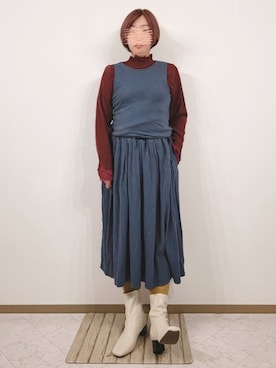 「tiptop（ティップトップ）の前後2wayニットカーディガン（カーディガン/ボレロ）」を使った、🍠ゆみっつ🍠さん（レディース・173cm）の冬コーディネート