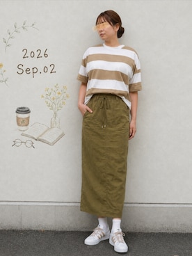 「BONLECILL（ボンルシール）のアイテム（スカート）」を使った、🍠ゆみっつ🍠さん（レディース・173cm）の秋コーディネート