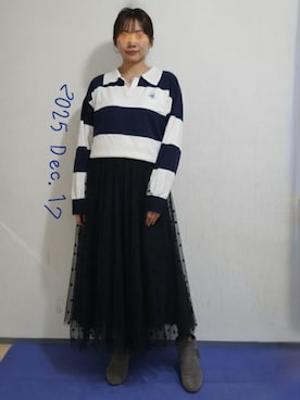 「アイテム（スカート）」を使った、🍠ゆみっつ🍠さん（レディース・173cm）の冬コーディネート