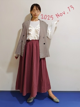 「アイテム（ベスト）」を使った、🍠ゆみっつ🍠さん（レディース・173cm）の秋コーディネート