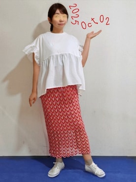 「アイテム（スカート）」を使った、🍠ゆみっつ🍠さん（レディース・173cm）の秋コーディネート
