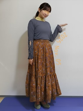 「アイテム（スカート）」を使った、🍠ゆみっつ🍠さん（レディース・173cm）の秋コーディネート