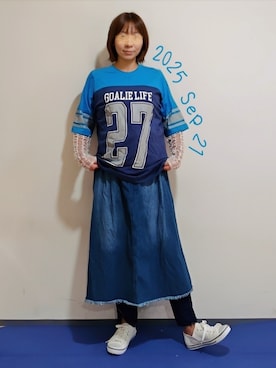 「アイテム（レギンス/スパッツ）」を使った、🍠ゆみっつ🍠さん（レディース・173cm）の秋コーディネート